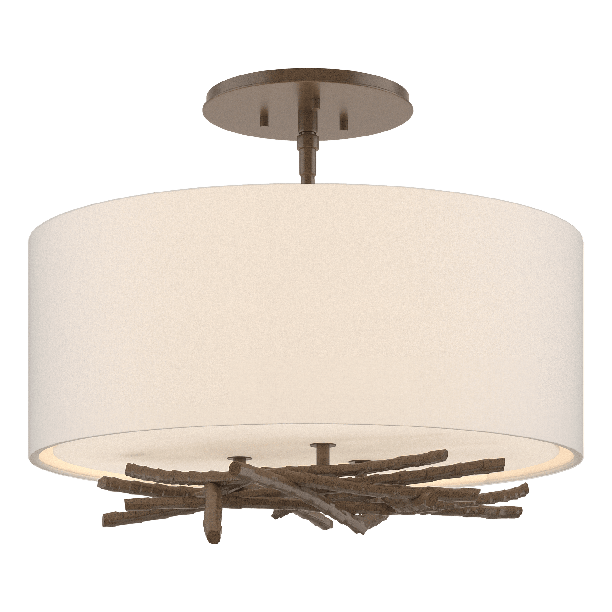 Brindille Semi-Flush - Bronze - Flax Shade by Hubbardton Forge