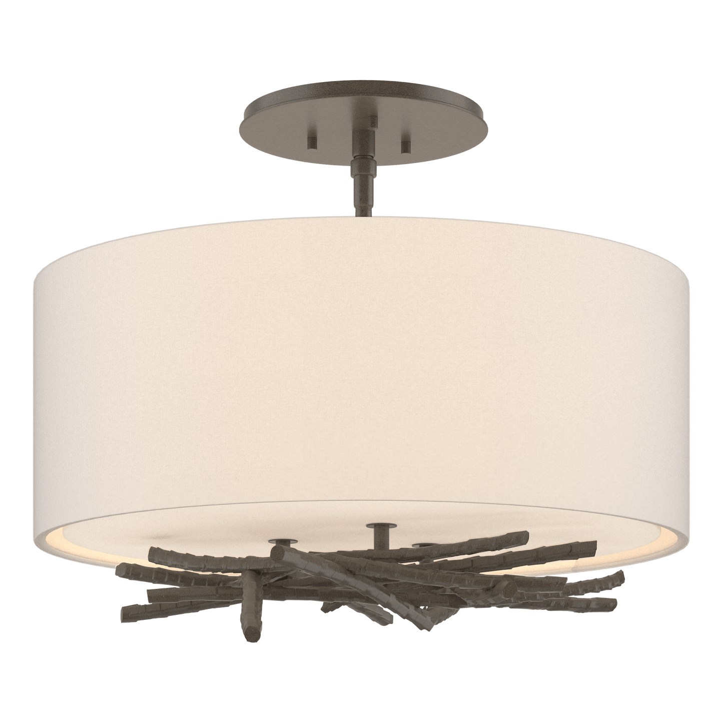 Brindille Semi-Flush - Dark Smoke - Flax Shade by Hubbardton Forge