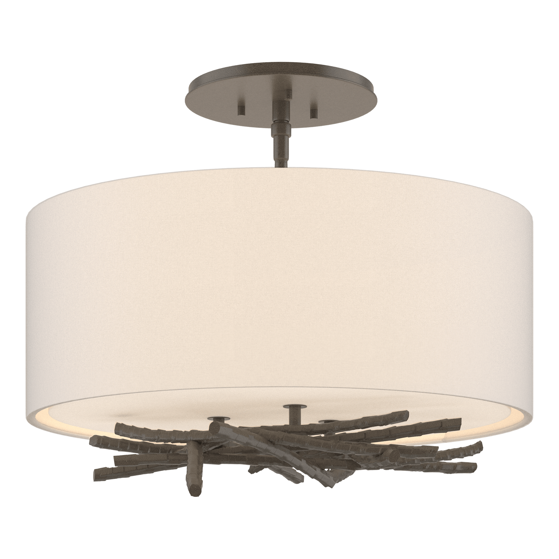 Brindille Semi-Flush - Dark Smoke - Flax Shade by Hubbardton Forge