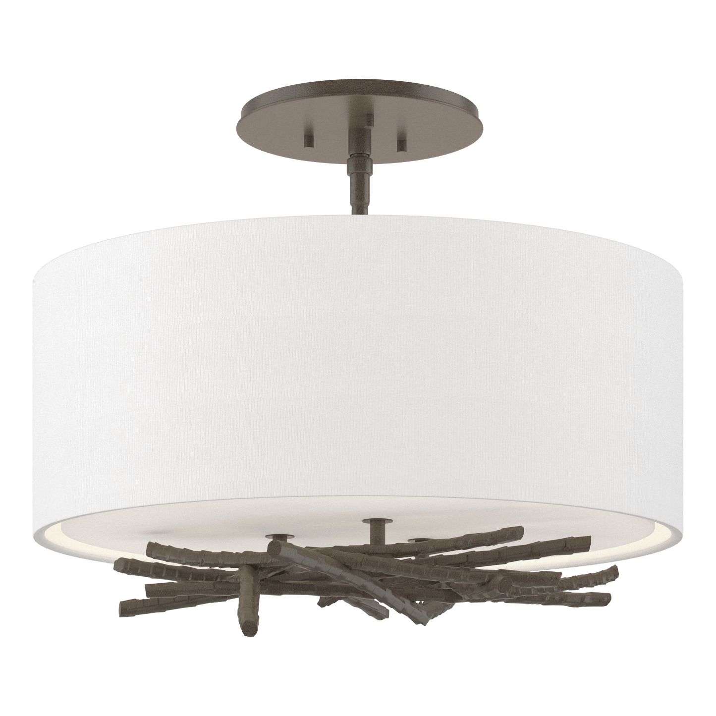 Brindille Semi-Flush - Dark Smoke - Natural Anna Shade by Hubbardton Forge