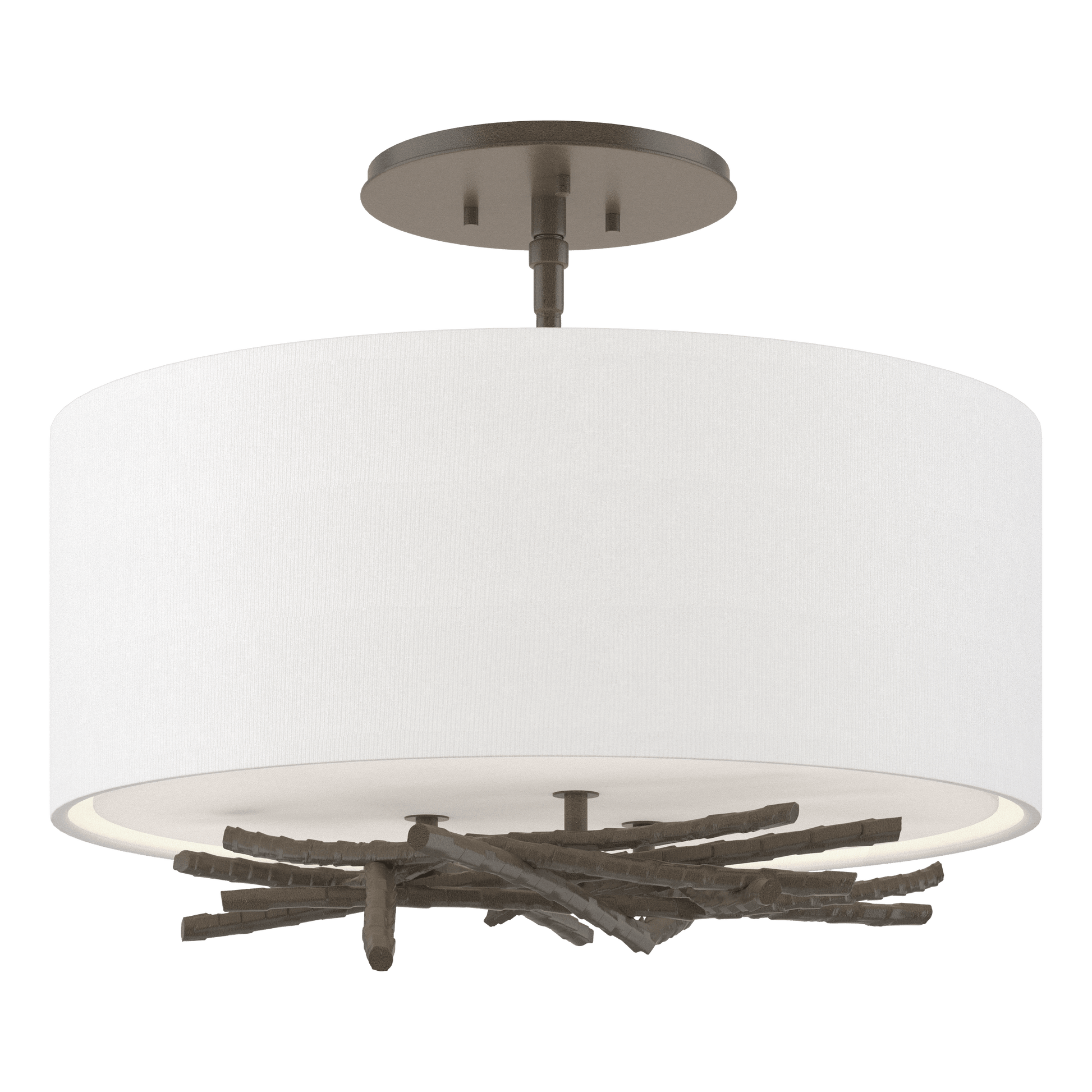 Brindille Semi-Flush - Dark Smoke - Natural Anna Shade by Hubbardton Forge