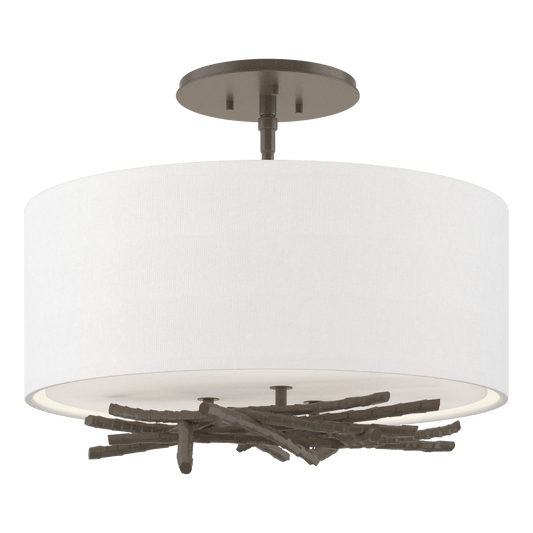 Brindille Semi-Flush - Dark Smoke - Natural Anna Shade by Hubbardton Forge
