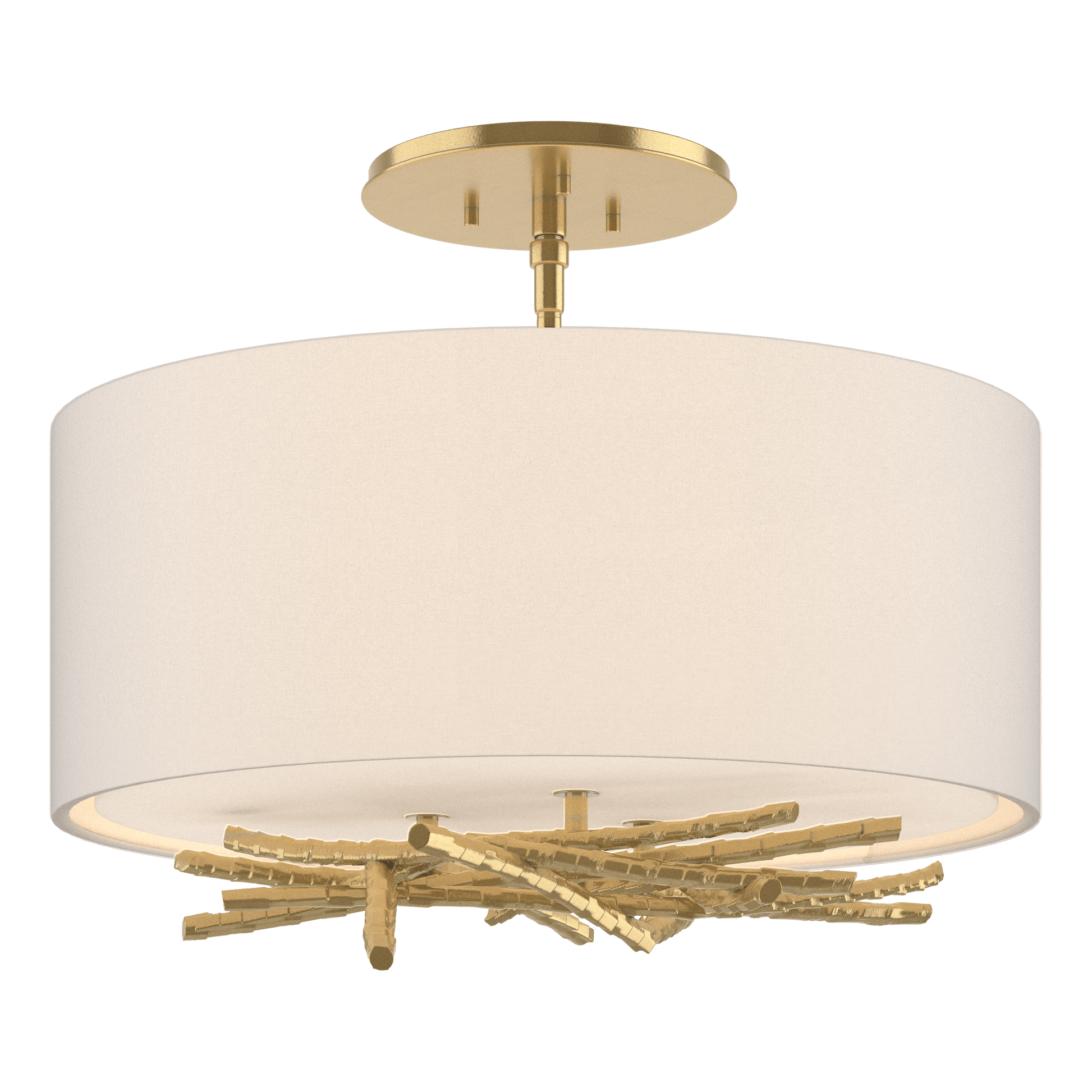 Brindille Semi-Flush - Modern Brass - Flax Shade by Hubbardton Forge