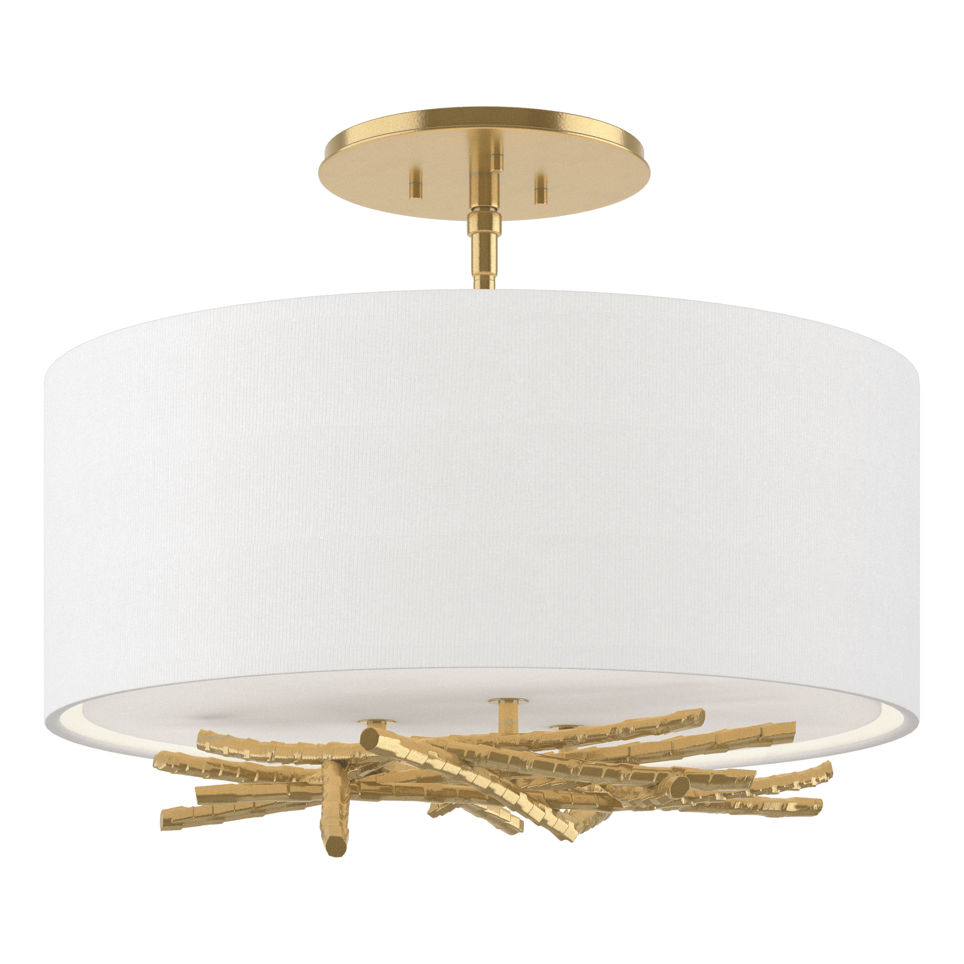 Brindille Semi-Flush - Modern Brass - Natural Anna Shade by Hubbardton Forge