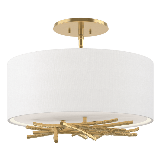 Brindille Semi-Flush - Modern Brass - Natural Anna Shade by Hubbardton Forge