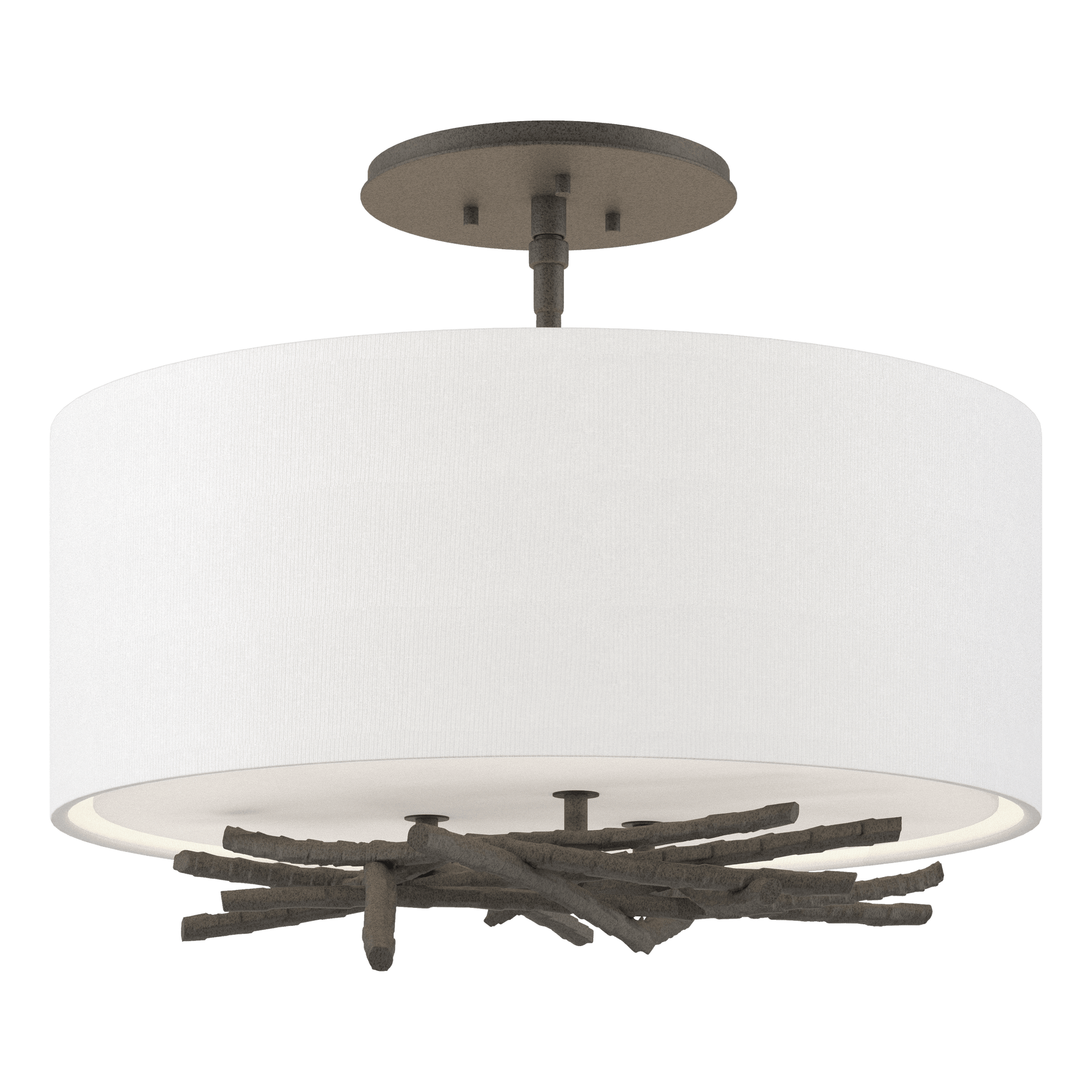 Brindille Semi-Flush - Natural Iron - Natural Anna Shade by Hubbardton Forge