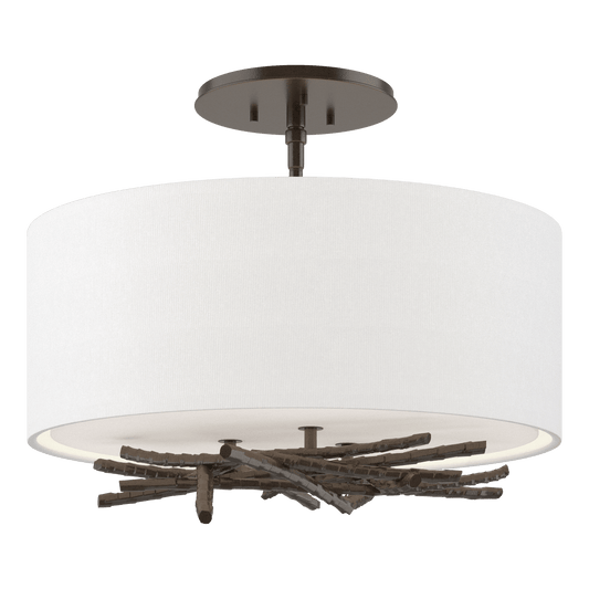 Brindille Semi-Flush - Oil Rubbed Bronze - Natural Anna Shade by Hubbardton Forge