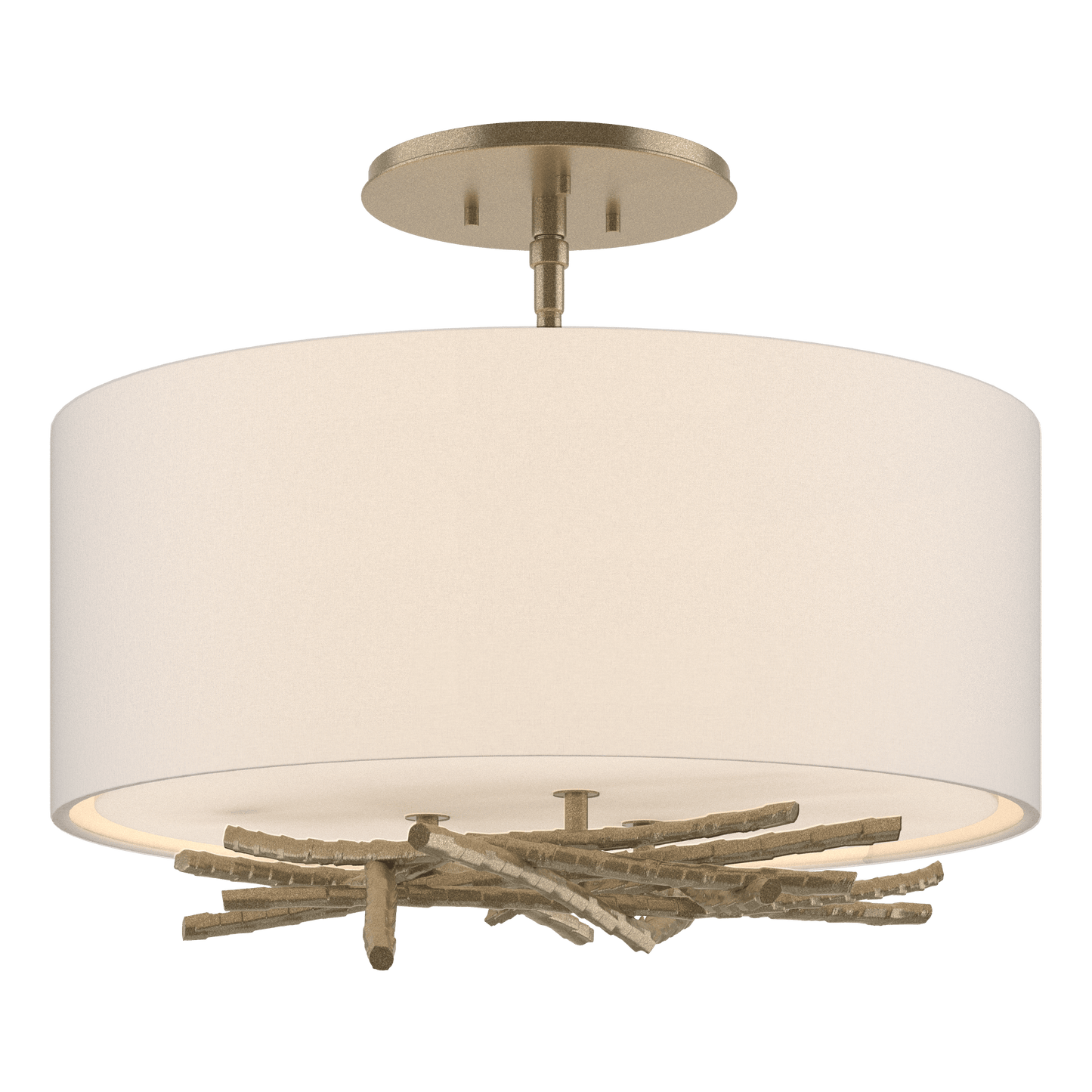 Brindille Semi-Flush - Soft Gold - Flax Shade by Hubbardton Forge