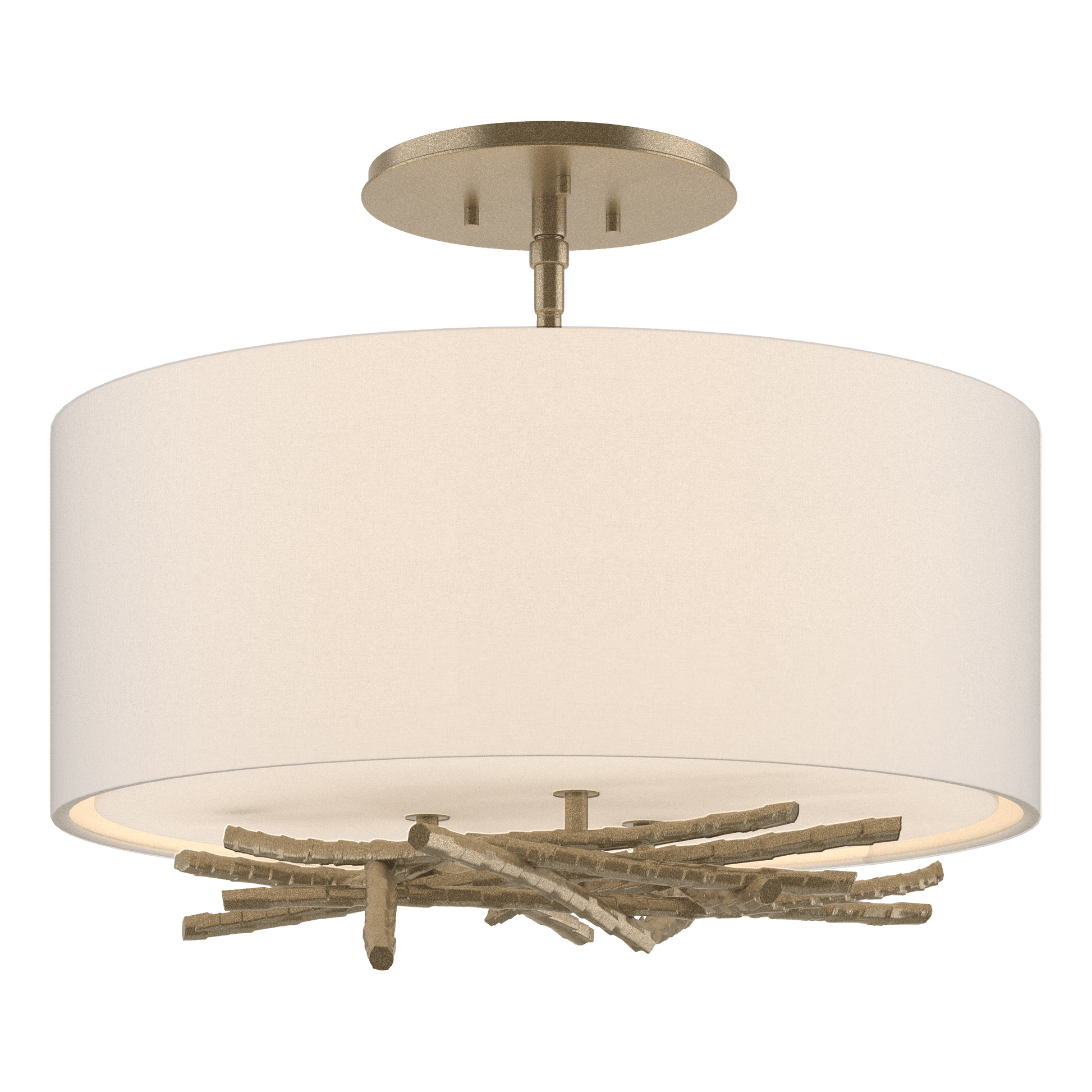 Brindille Semi-Flush - Soft Gold - Flax Shade by Hubbardton Forge