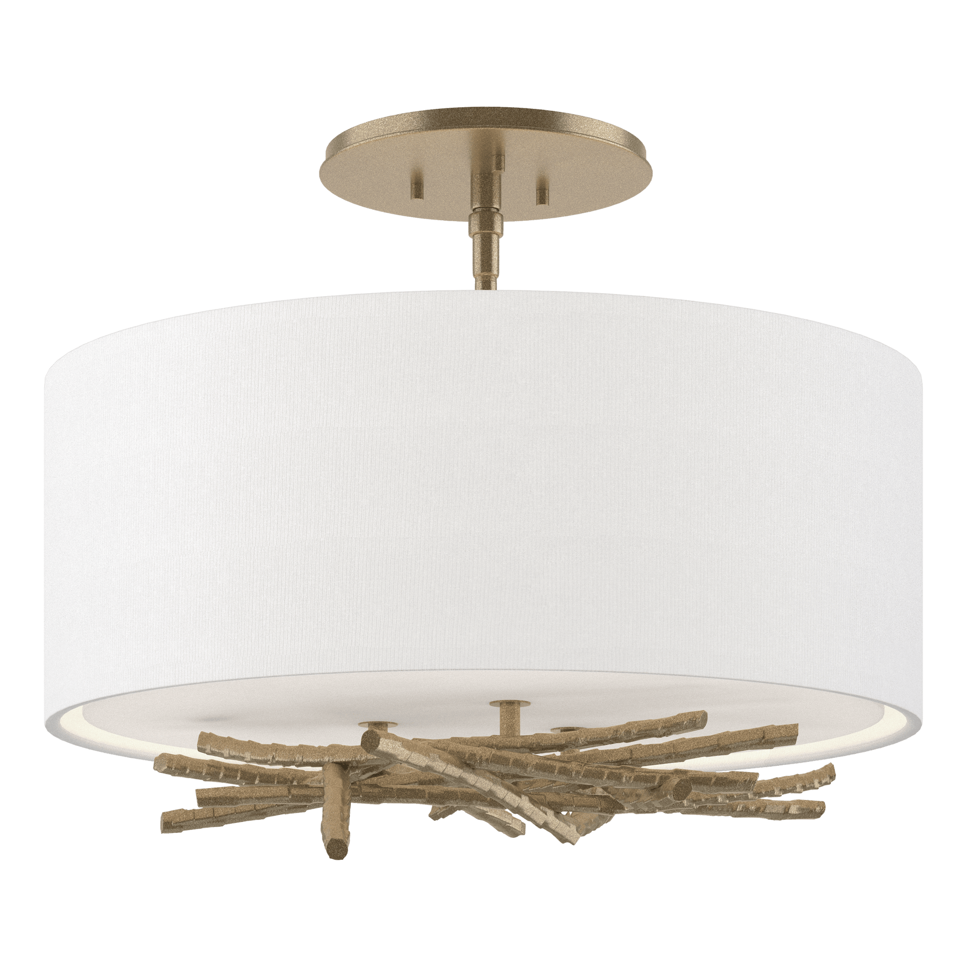 Brindille Semi-Flush - Soft Gold - Natural Anna Shade by Hubbardton Forge