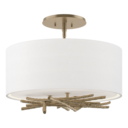Brindille Semi-Flush - Soft Gold - Natural Anna Shade by Hubbardton Forge