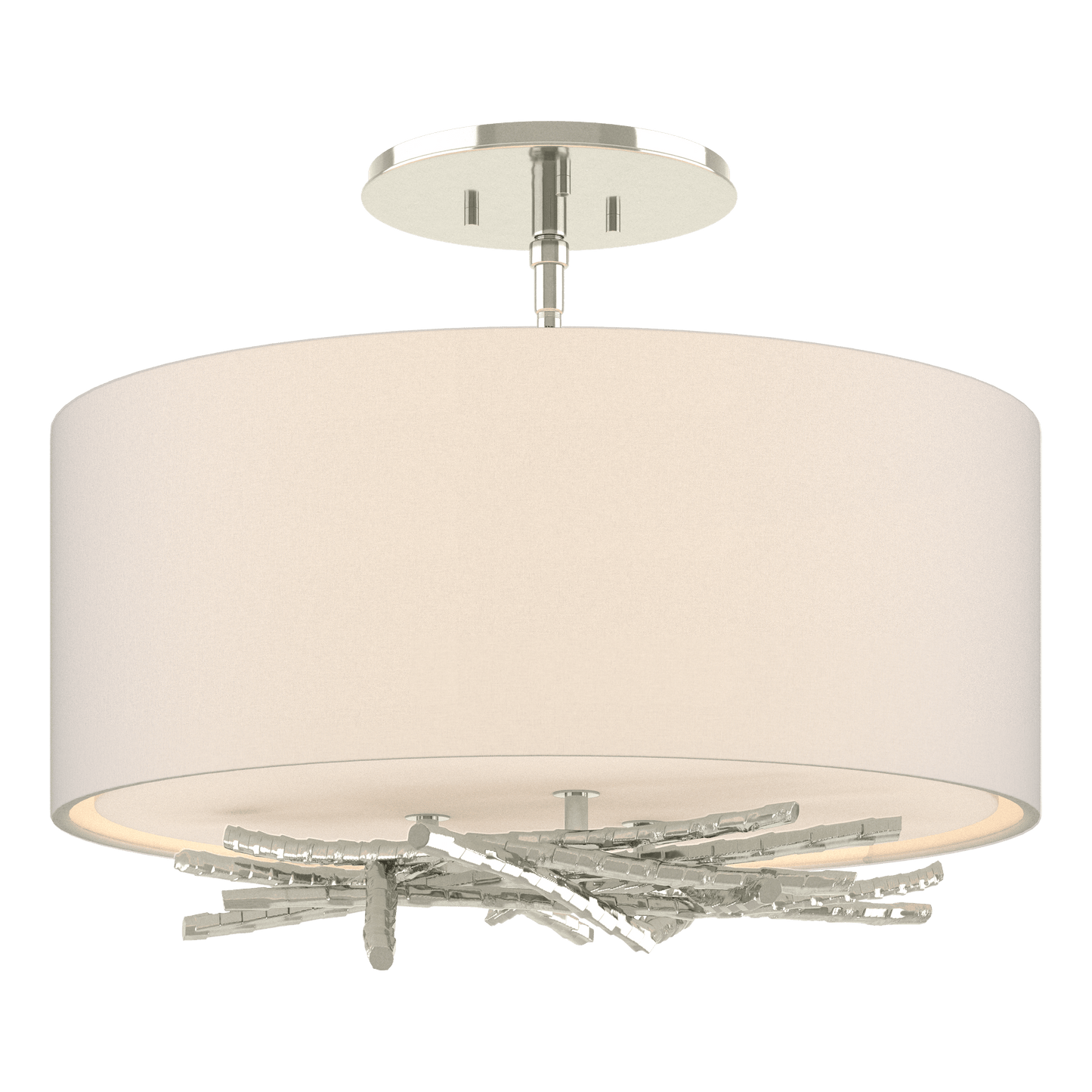 Brindille Semi-Flush - Sterling - Flax Shade by Hubbardton Forge