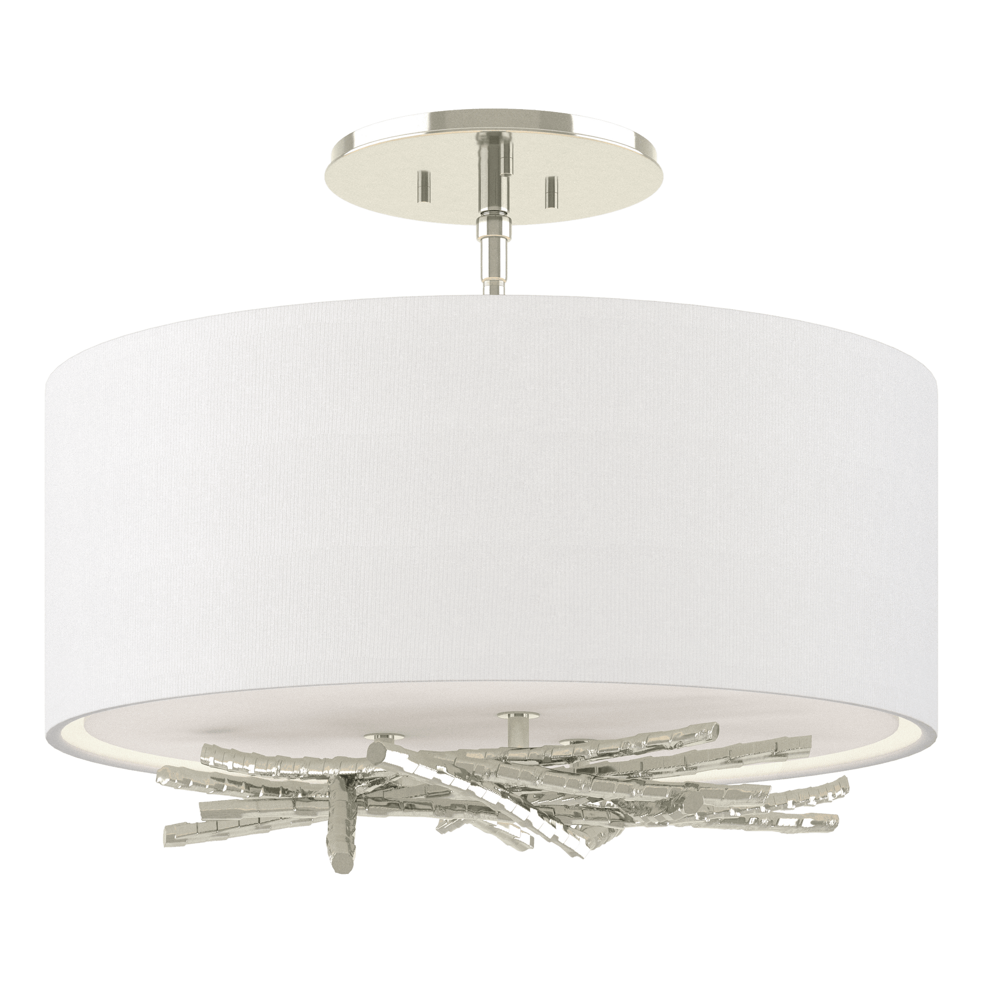 Brindille Semi-Flush - Sterling - Natural Anna Shade by Hubbardton Forge