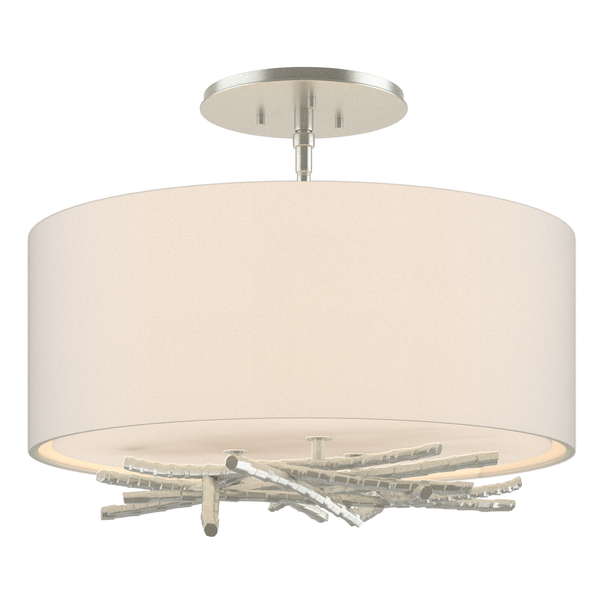 Brindille Semi-Flush - Vintage Platinum - Flax Shade by Hubbardton Forge