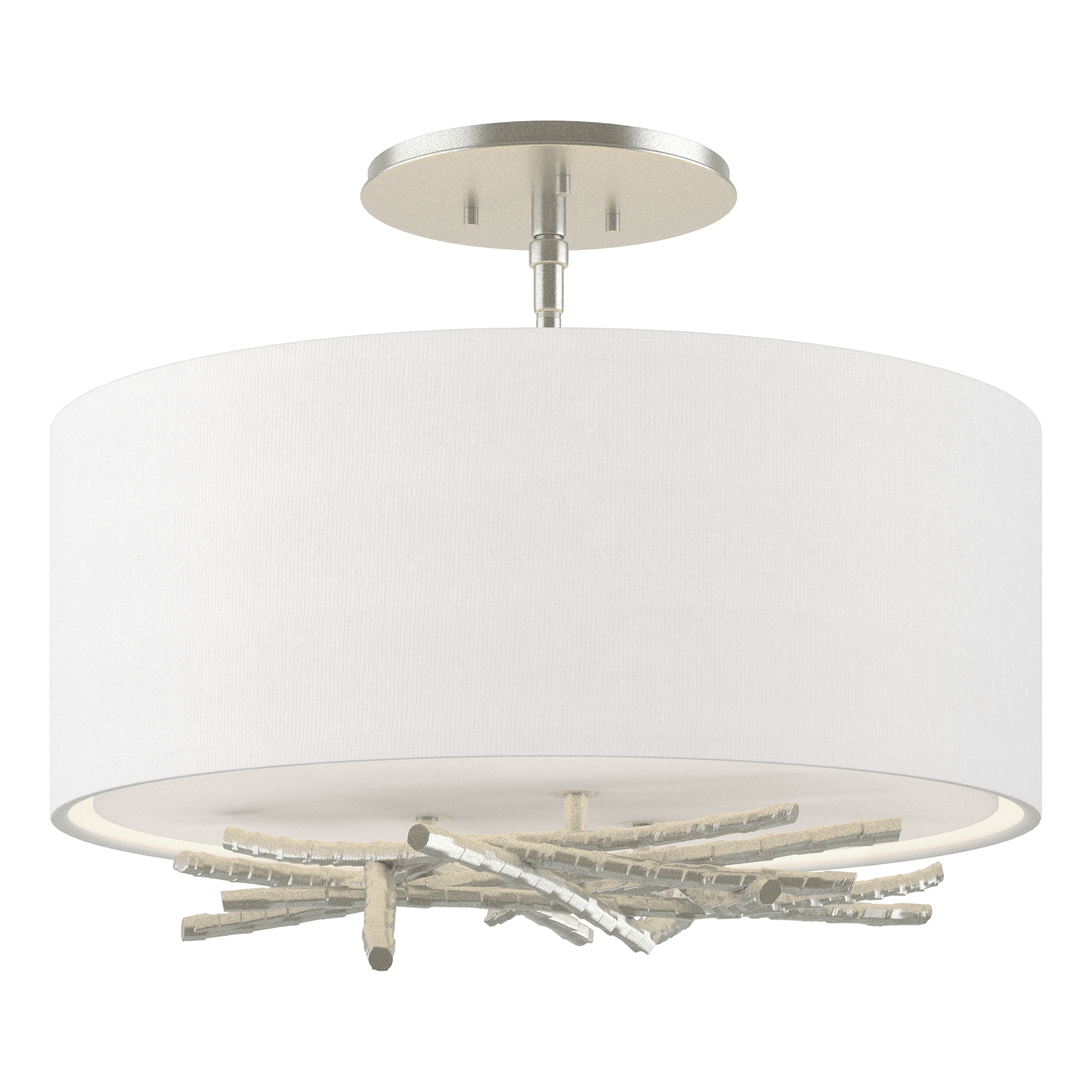 Brindille Semi-Flush - Vintage Platinum - Natural Anna Shade by Hubbardton Forge