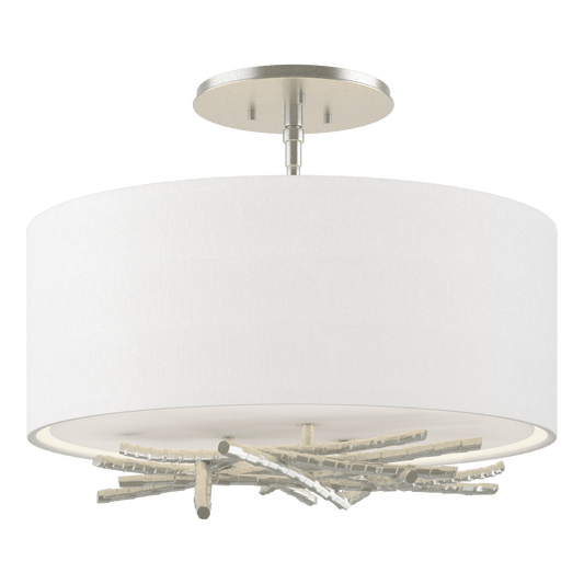 Brindille Semi-Flush - Vintage Platinum - Natural Anna Shade by Hubbardton Forge