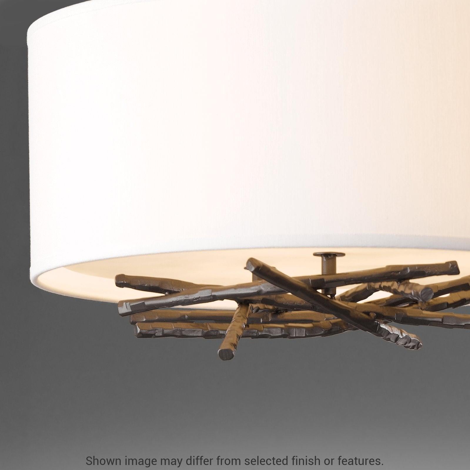 Brindille Semi-Flush - White - Natural Anna Shade by Hubbardton Forge