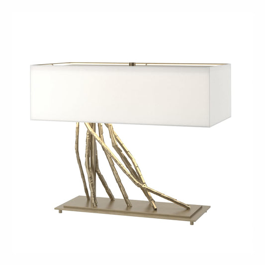 Brindille Table Lamp - Soft Gold - Natural Anna Shade by Hubbardton Forge
