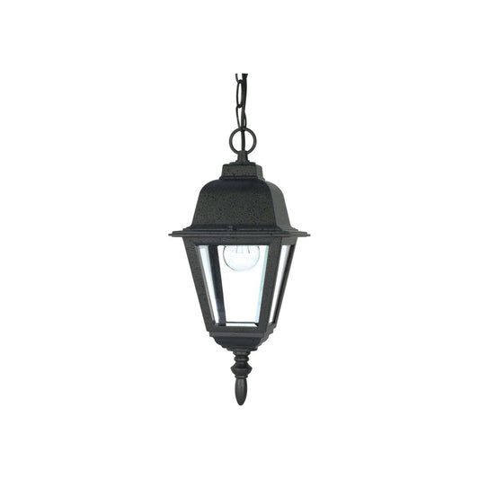 Briton - 1 Light 10" Hanging Lantern with Clear Glass - Textured Black Finish - Satco 60-489