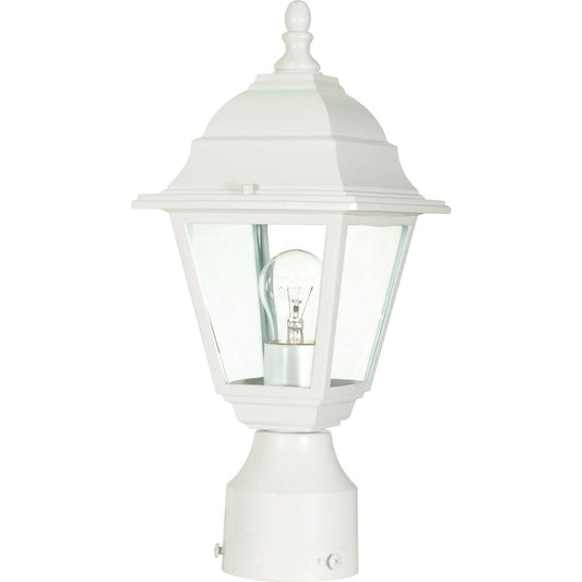 Briton - 1 Light 14" Post Lantern with Clear Seeded Glass - White Finish - Satco 60-546