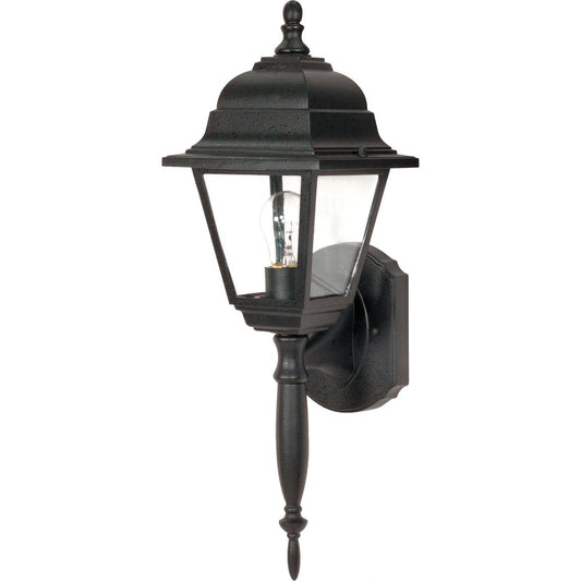 Briton - 1 Light 18" Wall Lantern with Clear Seeded Glass - Textured Black Finish - Satco 60-542