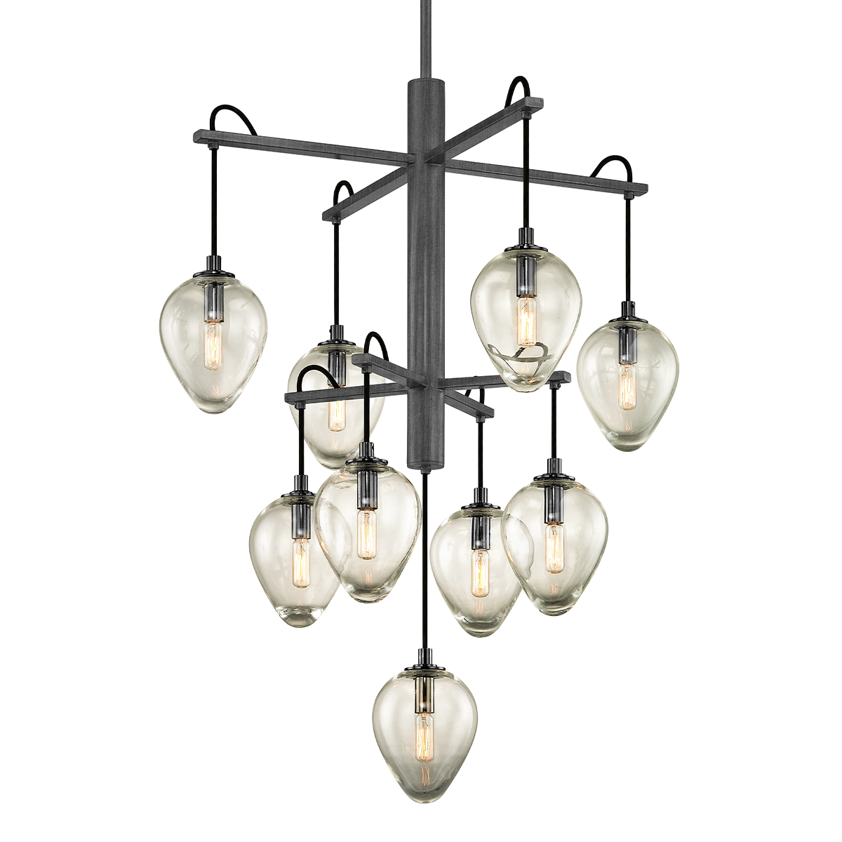 Brixton Chandelier - 9-Light - Graphite/Black Chrome - Troy Lighting F6207-GRA/BCR