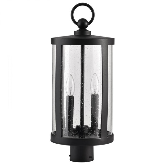 Broadstone - 2 Light Post Top - Matte Black with Clear Seeded Glass - Satco 60-8114