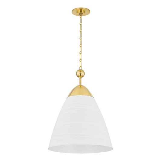 Bronson Large Pendant - Aged Brass/White Plaster by Hudson Valley Lighting