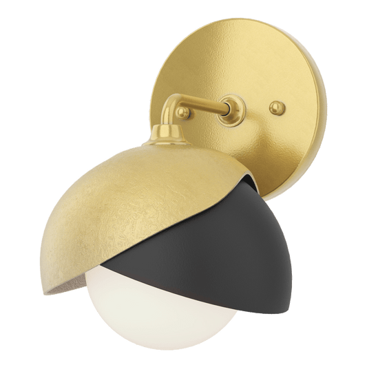 Brooklyn 1-Light Double Shade Bath Sconce - Modern Brass - Black Accent by Hubbardton Forge