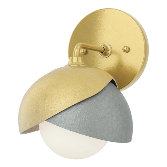 Brooklyn 1-Light Double Shade Bath Sconce - Modern Brass - Vintage Platinum Accent by Hubbardton Forge