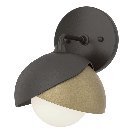 Brooklyn 1-Light Double Shade Bath Sconce - Oil Rubbed Bronze - Soft Gold Accent by Hubbardton Forge