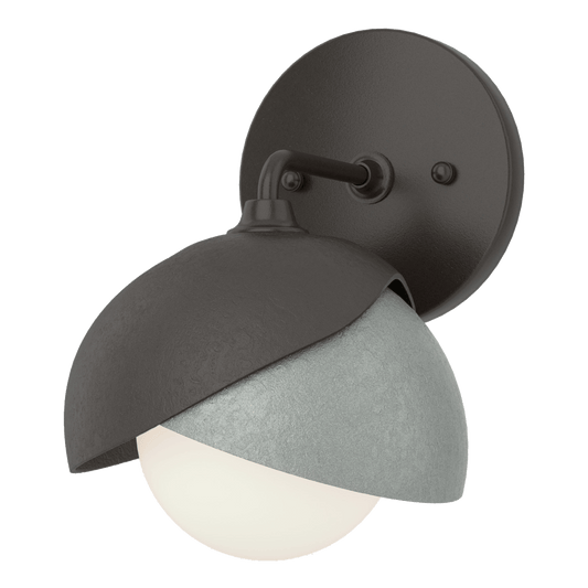 Brooklyn 1-Light Double Shade Bath Sconce - Oil Rubbed Bronze - Vintage Platinum Accent by Hubbardton Forge