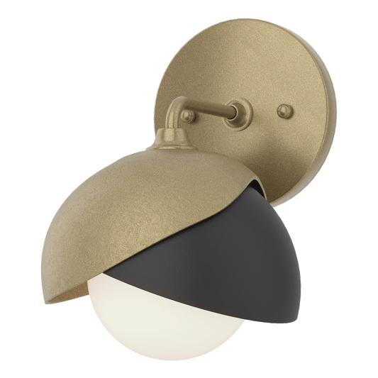 Brooklyn 1-Light Double Shade Bath Sconce - Soft Gold - Black Accent by Hubbardton Forge