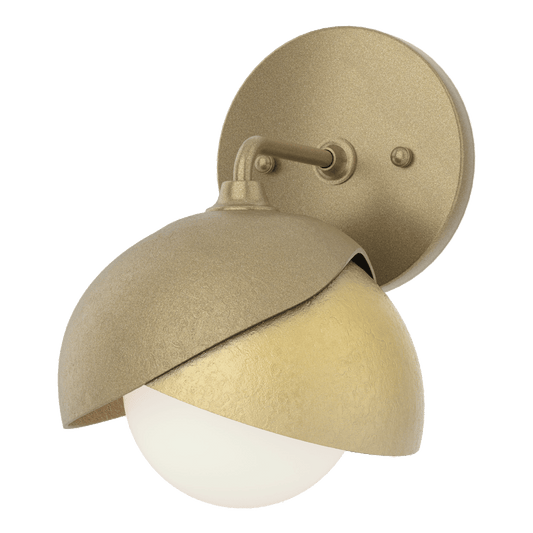 Brooklyn 1-Light Double Shade Bath Sconce - Soft Gold - Modern Brass Accent by Hubbardton Forge