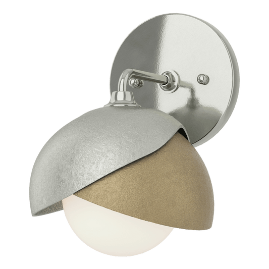 Brooklyn 1-Light Double Shade Bath Sconce - Sterling - Soft Gold Accent by Hubbardton Forge