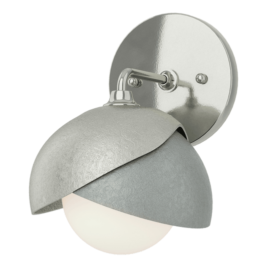 Brooklyn 1-Light Double Shade Bath Sconce - Sterling - Vintage Platinum Accent by Hubbardton Forge