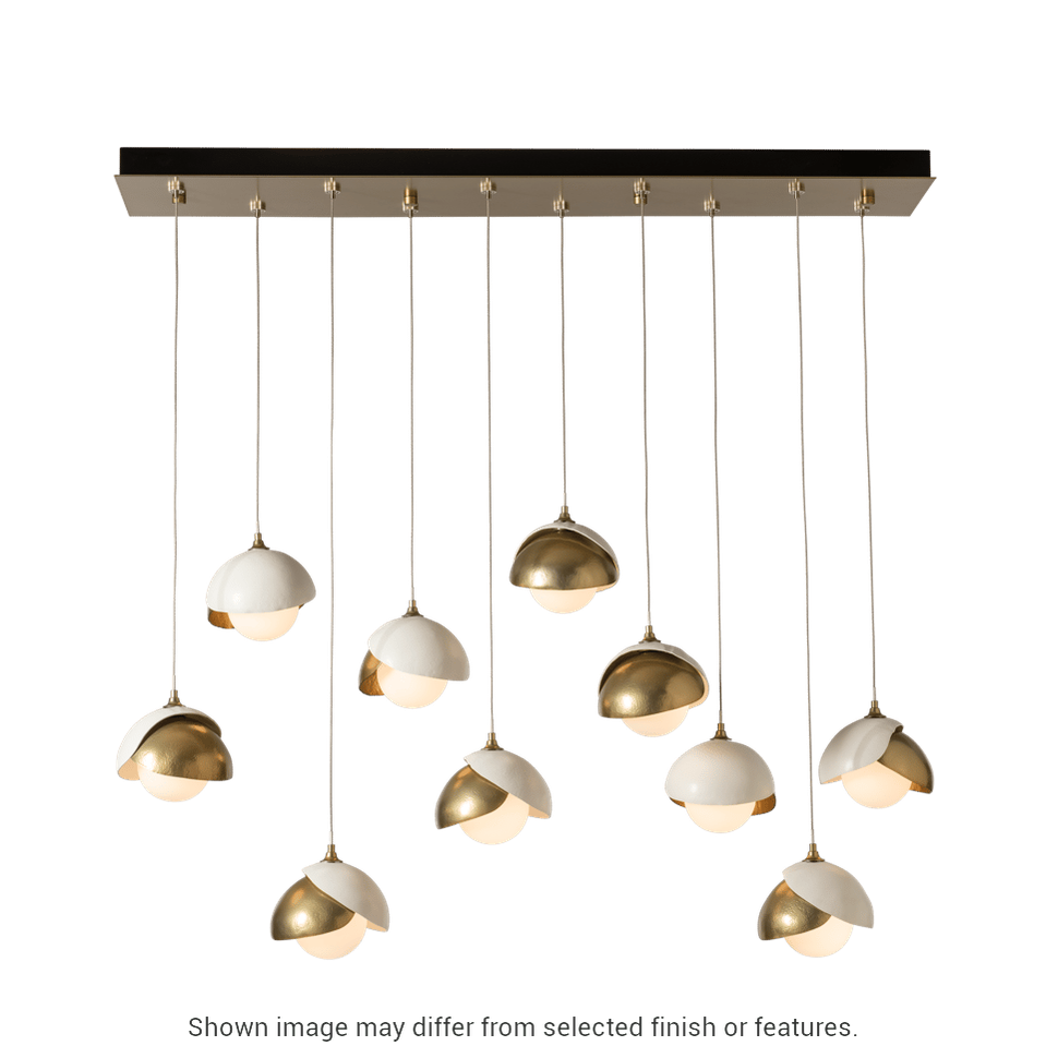 Brooklyn 10-Light Double Shade Pendant - White by Hubbardton Forge