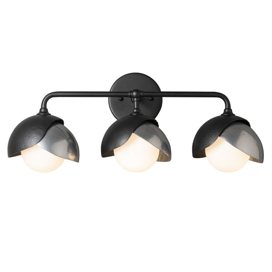 Brooklyn 3-Light Double Shade Bath Sconce - Black - Sterling Accent by Hubbardton Forge