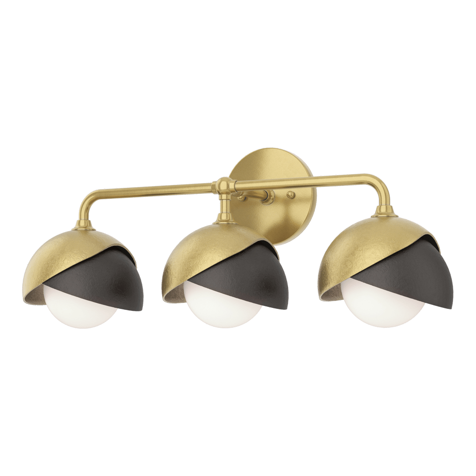 Brooklyn 3-Light Double Shade Bath Sconce - Modern Brass - Oil Rubbed Bronze Accent by Hubbardton Forge