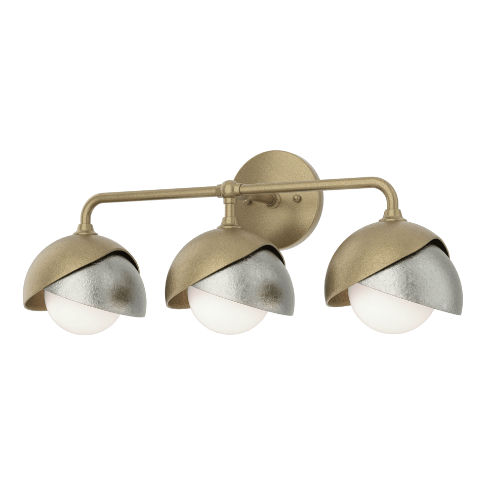 Brooklyn 3-Light Double Shade Bath Sconce - Soft Gold - Sterling Accent by Hubbardton Forge