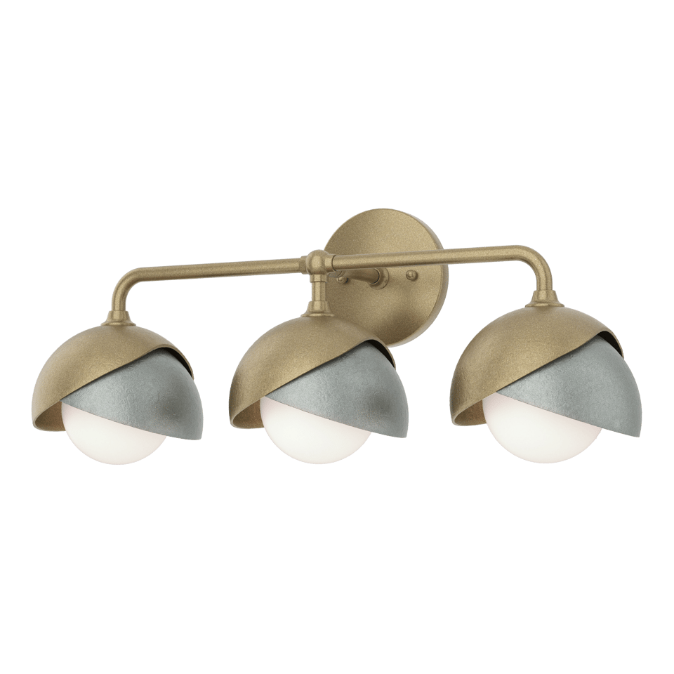 Brooklyn 3-Light Double Shade Bath Sconce - Soft Gold - Vintage Platinum Accent by Hubbardton Forge