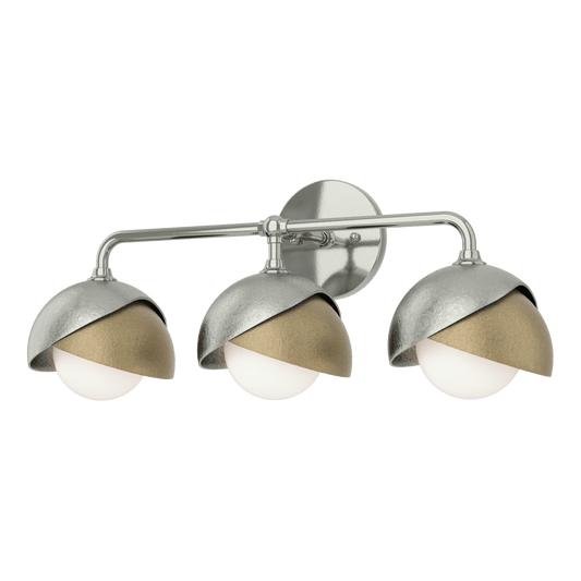 Brooklyn 3-Light Double Shade Bath Sconce - Sterling - Soft Gold Accent by Hubbardton Forge