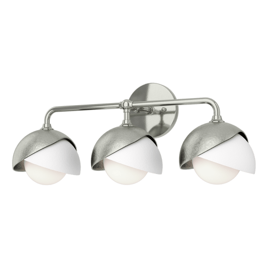 Brooklyn 3-Light Double Shade Bath Sconce - Sterling - White Accent by Hubbardton Forge