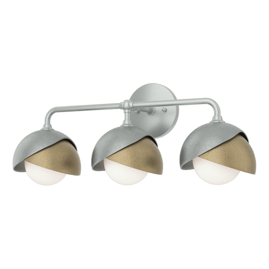 Brooklyn 3-Light Double Shade Bath Sconce - Vintage Platinum - Soft Gold Accent by Hubbardton Forge