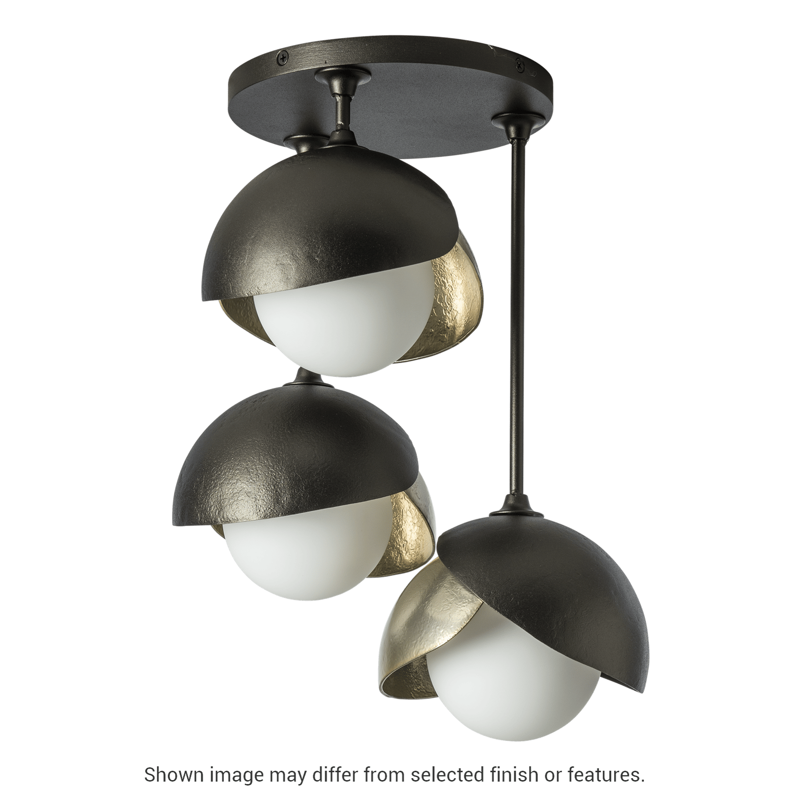 Brooklyn 3-Light Double Shade Semi-Flush - White by Hubbardton Forge