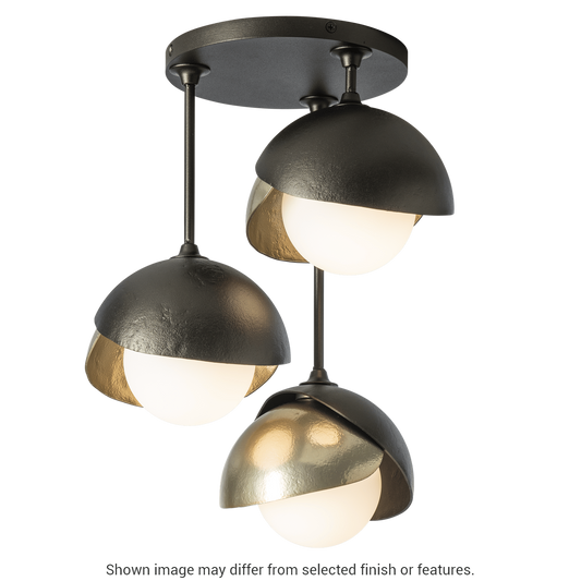 Brooklyn 3-Light Double Shade Semi-Flush - White by Hubbardton Forge