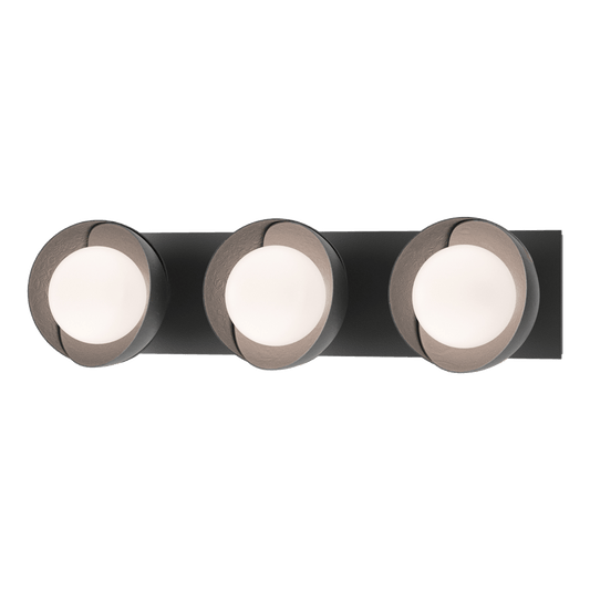 Brooklyn 3-Light Straight Double Shade Bath Sconce - Black - Black Accent by Hubbardton Forge