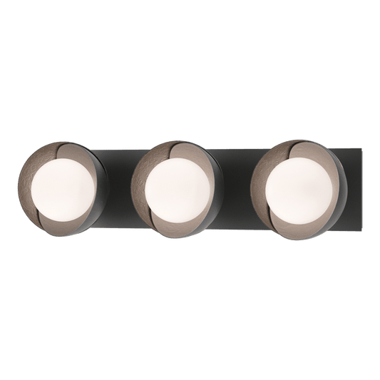Brooklyn 3-Light Straight Double Shade Bath Sconce - Black - Oil Rubbed Bronze Accent by Hubbardton Forge