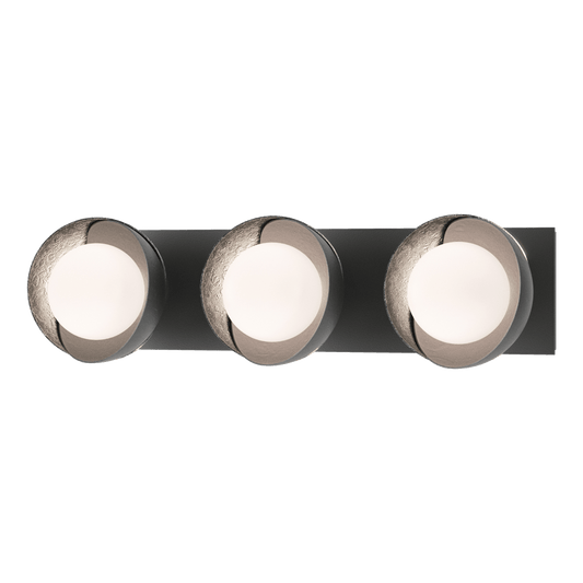 Brooklyn 3-Light Straight Double Shade Bath Sconce - Black - Sterling Accent by Hubbardton Forge