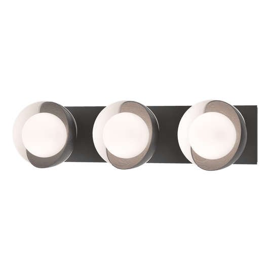 Brooklyn 3-Light Straight Double Shade Bath Sconce - Black - White Accent by Hubbardton Forge